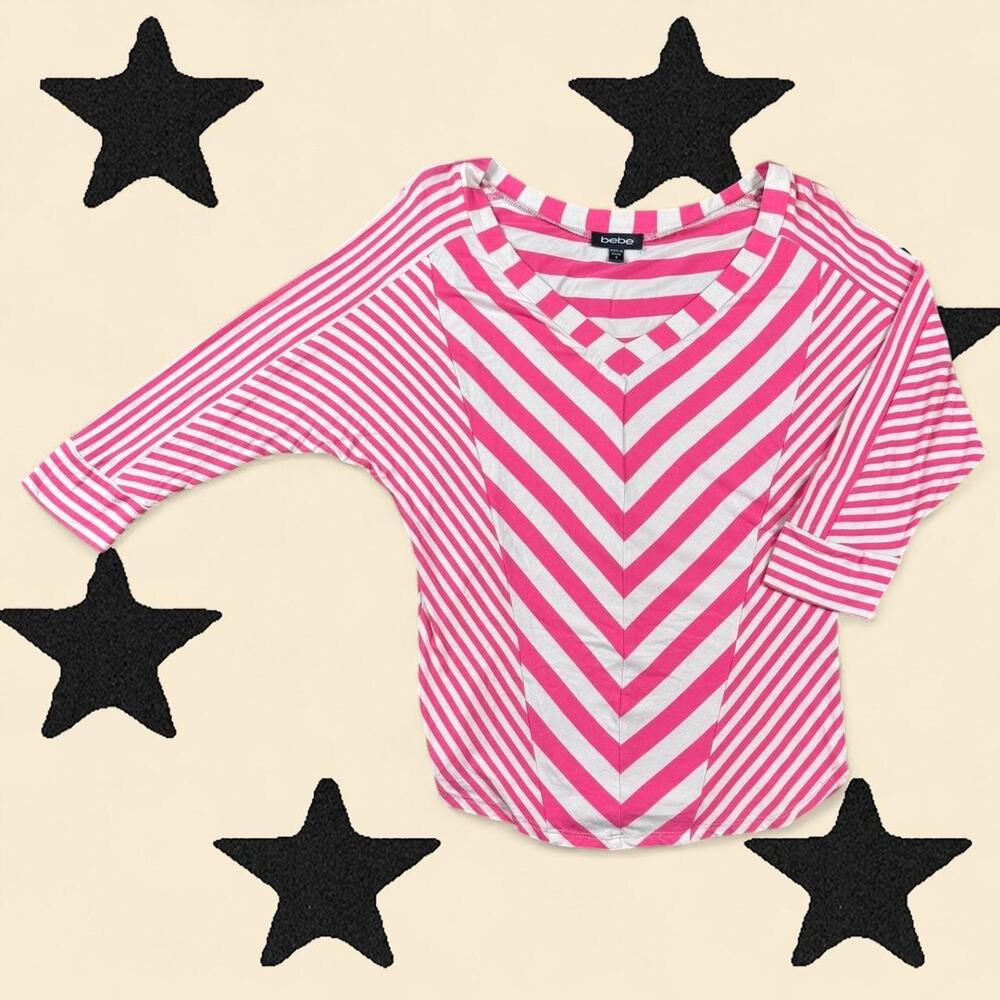 ★ Bebe Pink and white striped top ★